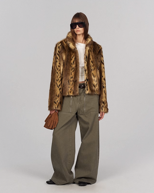 Leopard Print Faux Fur Coat - Fashion Eco-Conscious Chic