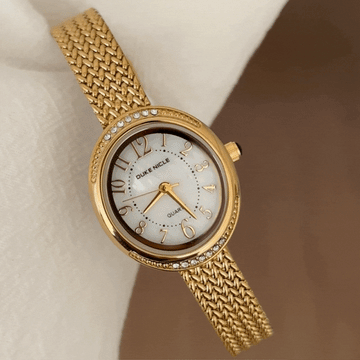 Luxury Oval White Dial Gold Wheat Alloy Quartz Watch