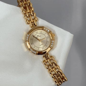 European Luxury Watch - Gold Octagon Diamond Case & Bracelet