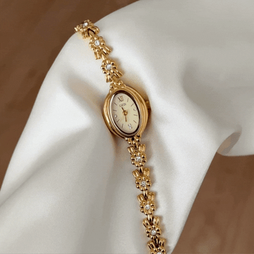 Gala Classic Gold Oval Dial Diamond Bezel & Bracelet Watch