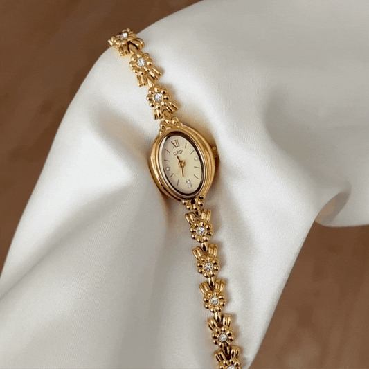 Gala Classic Gold Oval Dial Diamond Bezel & Bracelet Watch