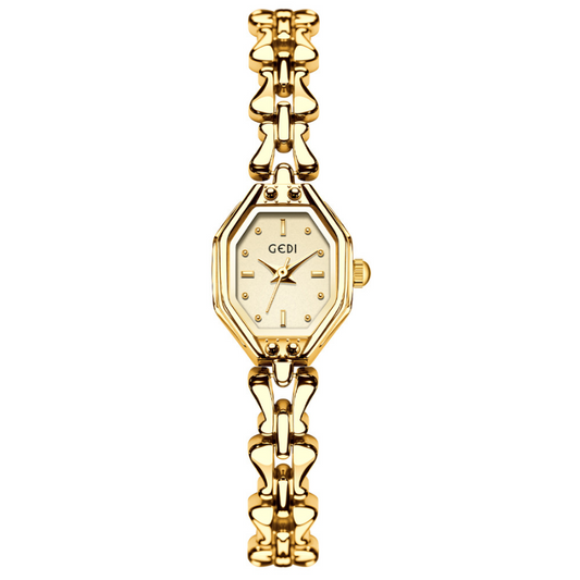 Zlatni Thorn narukvica Quartz Watch for Women - osmerokutno zlatno biranje, podebljani i elegantni