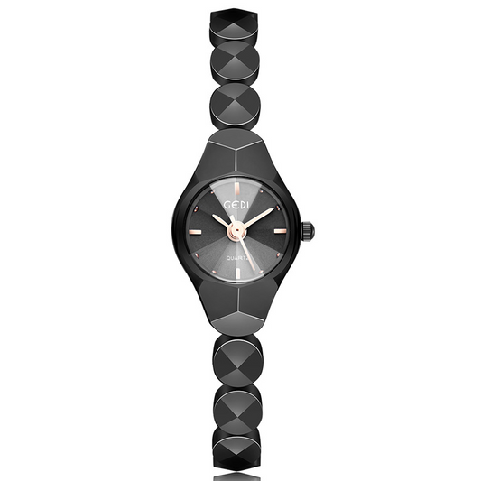 Edgy Black Minimalist: Sleek & Stylish Slim Strap Quartz Watch