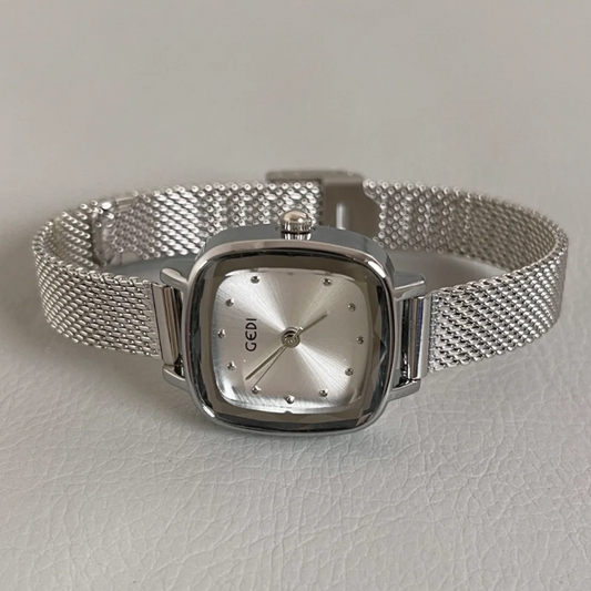 Silver Strap Petite Square Sugar Cube Ladies' Quartz Watch