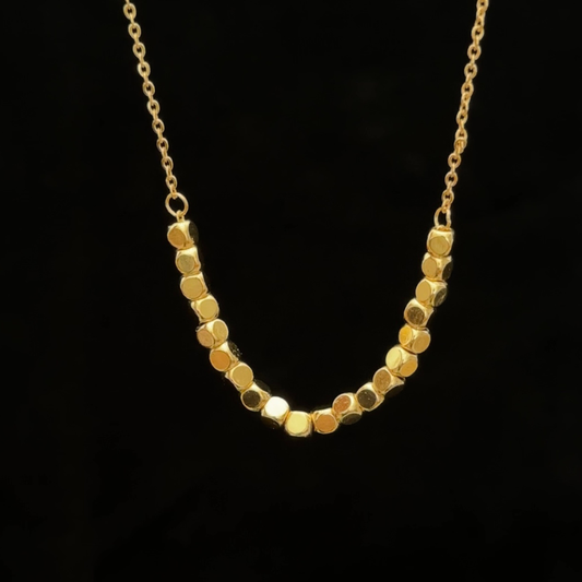Modern Vintage Square Necklace - 14K Gold Plated Chain