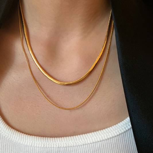 Modern Double Layer Snake Chain - Titanium Steel Layering Necklace
