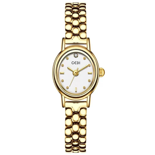 White Oval Dial Gold-Tone Stainless Steel Professional Watch