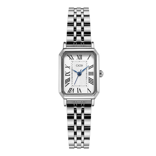 Roma Grace - zilveren rechthoekige horloge met Romeinse cijfers