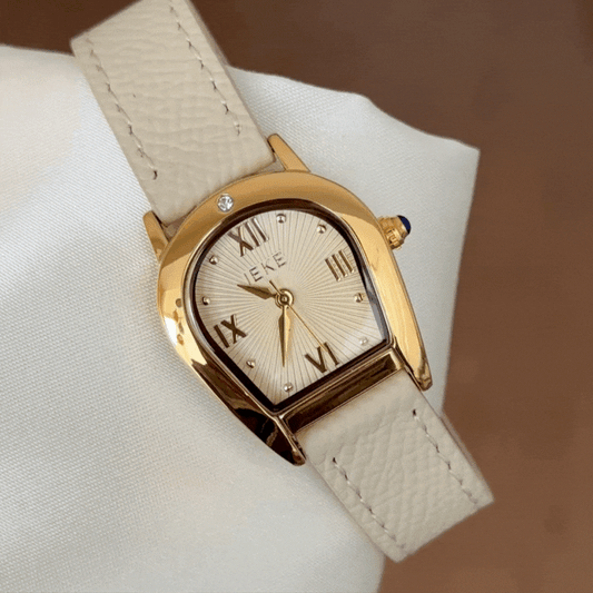 Urban Style Timepiece - Gold Shell-shaped Case & White Band
