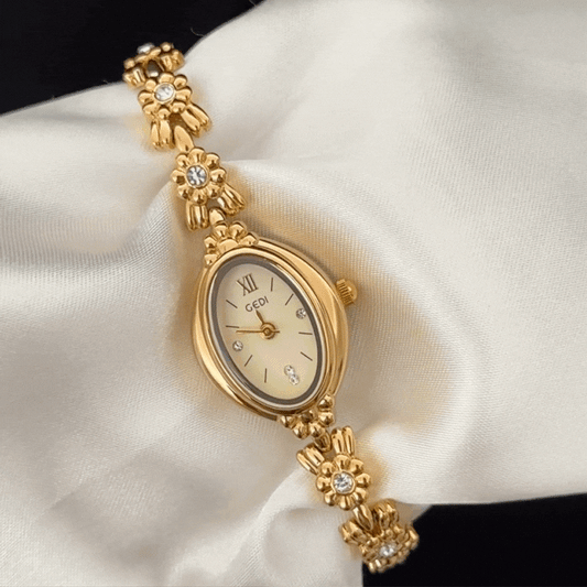 Gala Classic Gold Oval Dial Diamond Bezel & Bracelet Watch