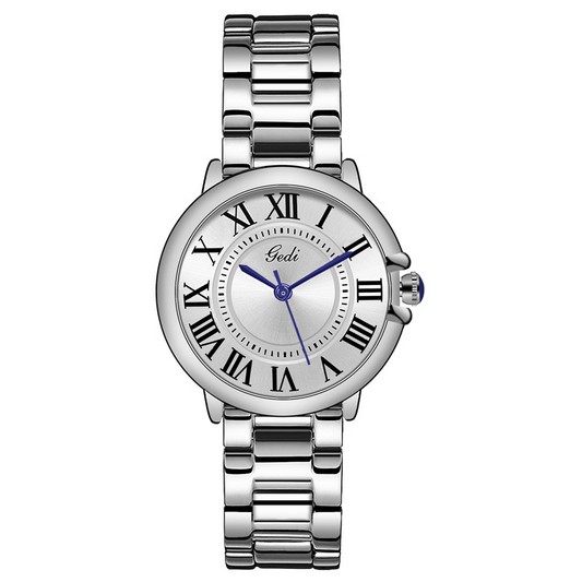 Silver Women’s Watch – Round Oversized Dial Quartz Watch with Stainless Steel Bracelet | Nova