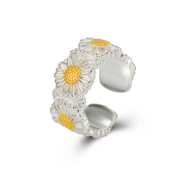 Silver Women’s Daisy Ring – Adjustable S925 Sterling Silver Floral Jewelry | Bloom