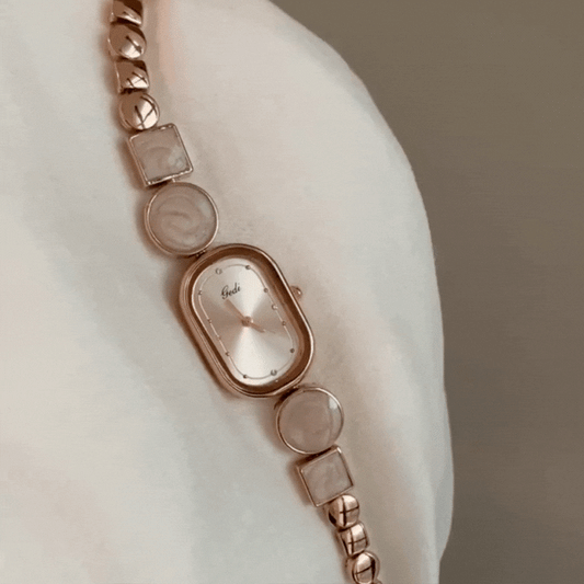 Shell Geometry Irregular Pink Chain Rose Gold Dial Watch: Chic Quartz Timepiece