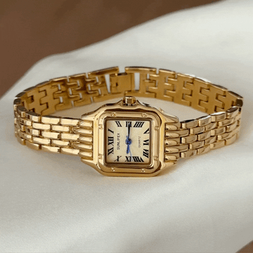 Rectangular Gold Tone Watch - Complete Set with Alloy Band | Women's Quartz