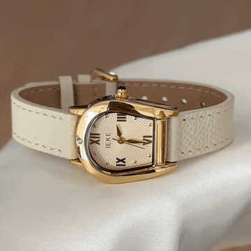 Urban Style Timepiece - Gold Shell-shaped Case & White Band
