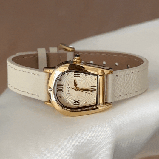 Urban Style Timepiece - Gold Shell-shaped Case & White Band