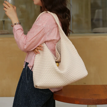 Old Money Handwoven Leather Hobo Bag – Ivory White | Timeless OL Chic