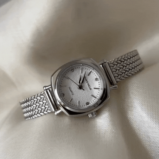 Silver Women’s Watch – Square White Dial Quartz Watch with Watch Bracelet | Code: Aria