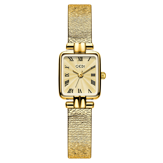 Gilded Grace - Women's Slim Gold Watch med rektangulær urskive