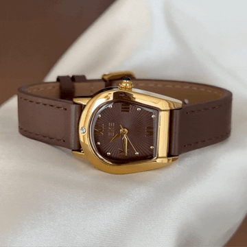 Earth Tone Timepiece - Brown Shell Dial with Gold Frame