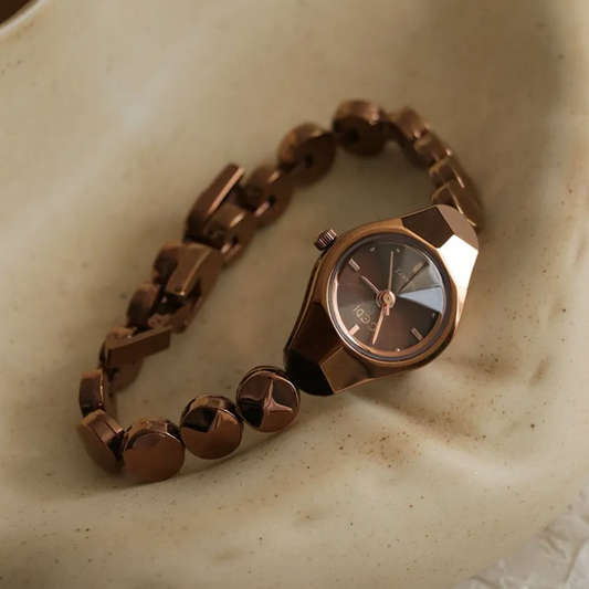Brown Women’s Watch – Dainty Watch Bracelet with Mini Round Dial | Mocha