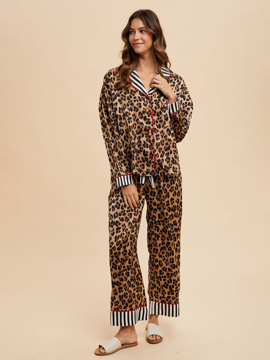 Leopard Print Wide Leg Lounge Set