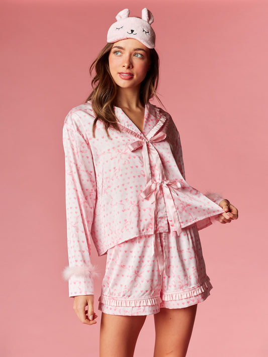 Heart & Ribbon Print Lounge Set