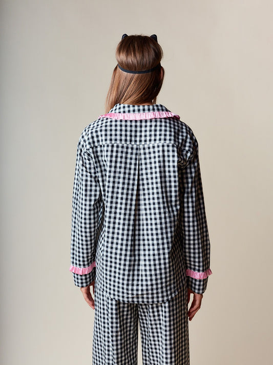 Gingham Ruffle Trim Lounge Set