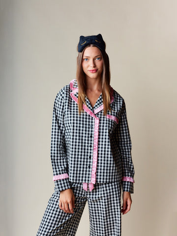 Gingham Ruffle Trim Lounge Set