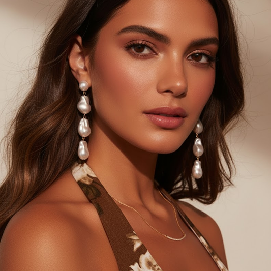 Dreamy Gem Pearl Drop EarringsKey Features:
