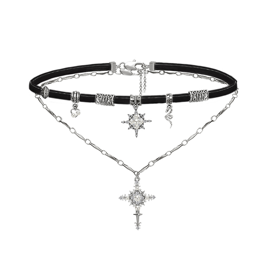 Starlight Cross Leather Necklace