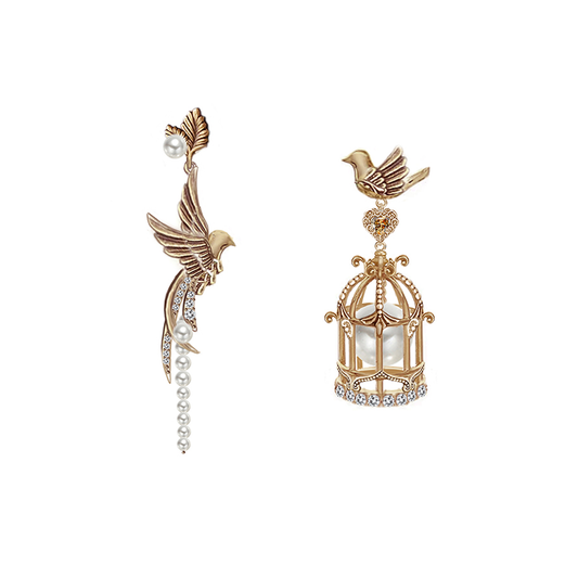 Vintage Birdcage Pearl Drop Earrings