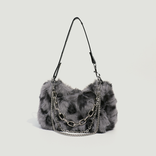 Faux Fur Chain Shoulder Bag