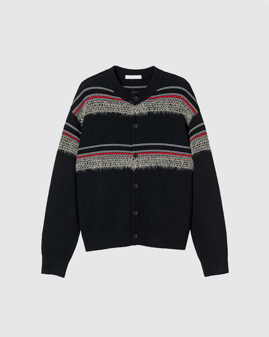 Vintage Striped Faux Mink Knit Cardigan