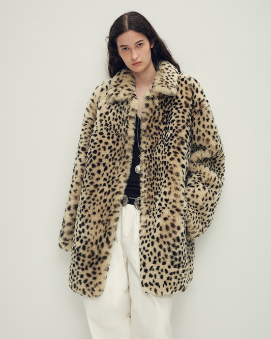 Firelady Leopard Double-Faced Merino Shearling Fur Coat