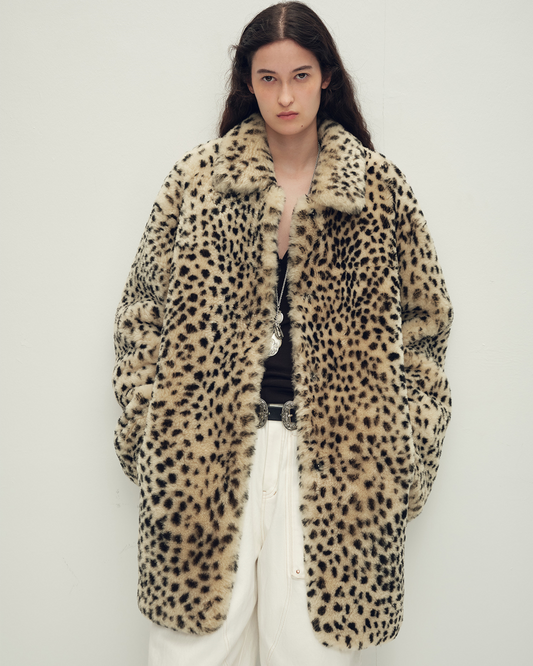 Firelady Leopard Double-Faced Merino Shearling Fur Coat