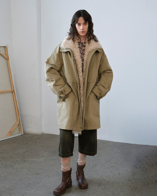 Firelady Detachable Toka Hood Down Parka Utility-Inspired Oversized Coat