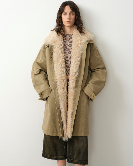 Firelady Detachable Toka Hood Down Parka Utility-Inspired Oversized Coat