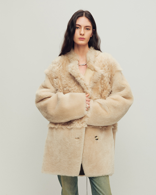 Firelady Italian Toka Curly Double-Faced Merino Shearling Coat