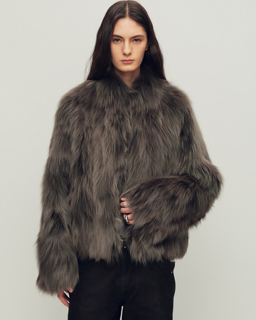 Firelady Greychamps Saga Furs Fox Fur Stand-Collar Coat