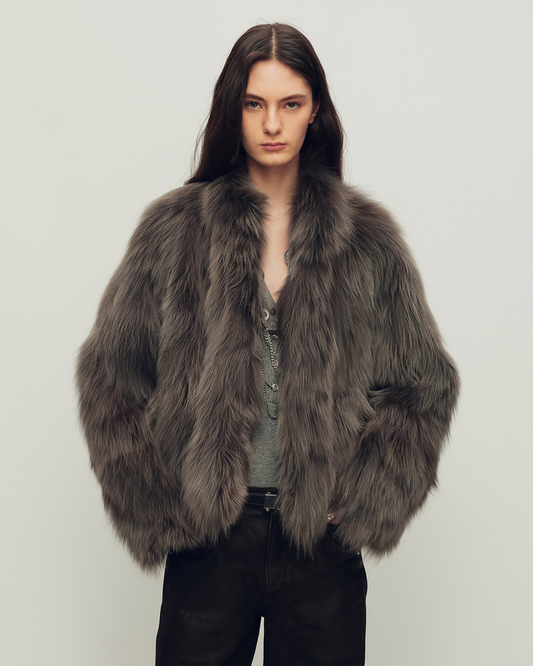 Firelady Greychamps Saga Furs Fox Fur Stand-Collar Coat