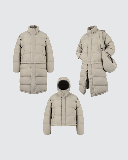 Multi-Style Detachable Long Down Jacket