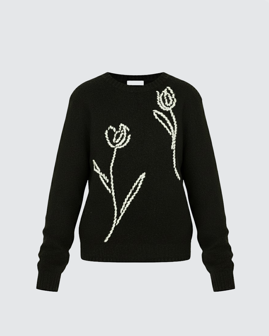 Tulip Knit Wool High Waist Skirt Set