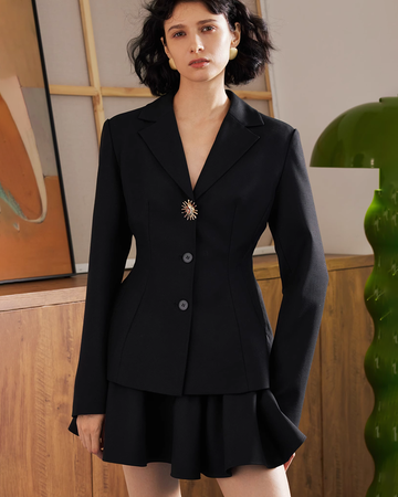 Tencel Wool Blazer Mini Skirt Set