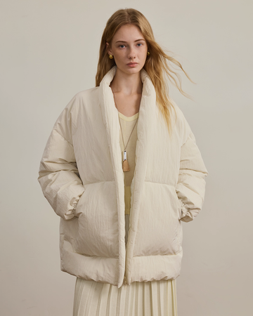 Stand Collar Down Demure Jacket