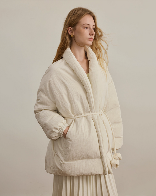Stand Collar Down Demure Jacket
