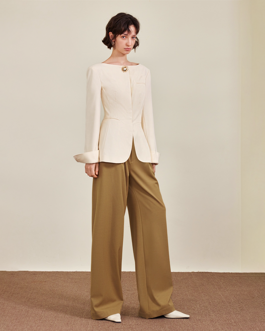 Off Shoulder Wool Blazer