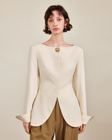 Off Shoulder Wool Blazer