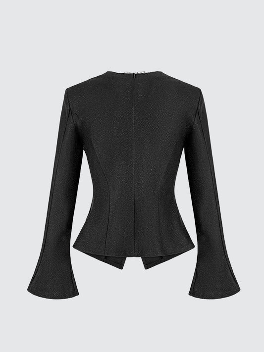 Crystal-Embellished Wool-Blend Peplum Jacket