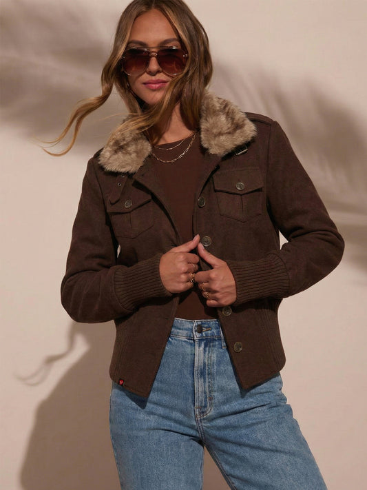 Utility-Luxe Sherpa-Collar Snatched Jacket